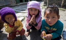 Sherpa children play in their village